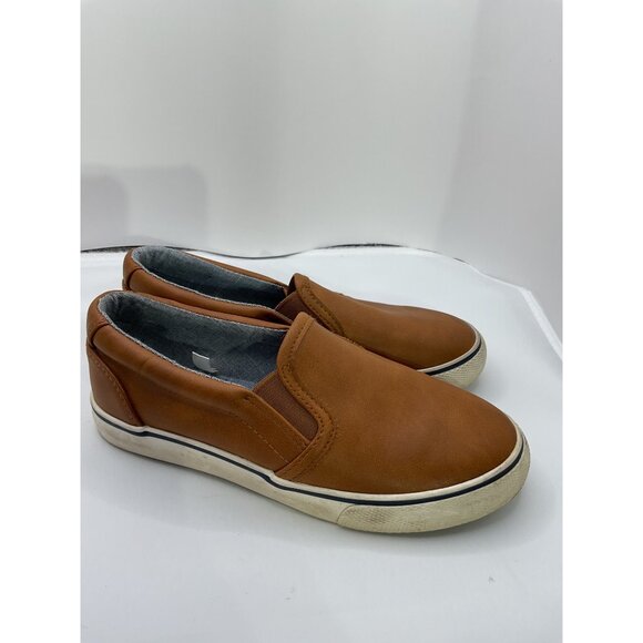 Brown Faux Leather Slip-On Sneakers Size 13 Cat & Jack Cushioned Insole Casual & - Picture 2 of 5